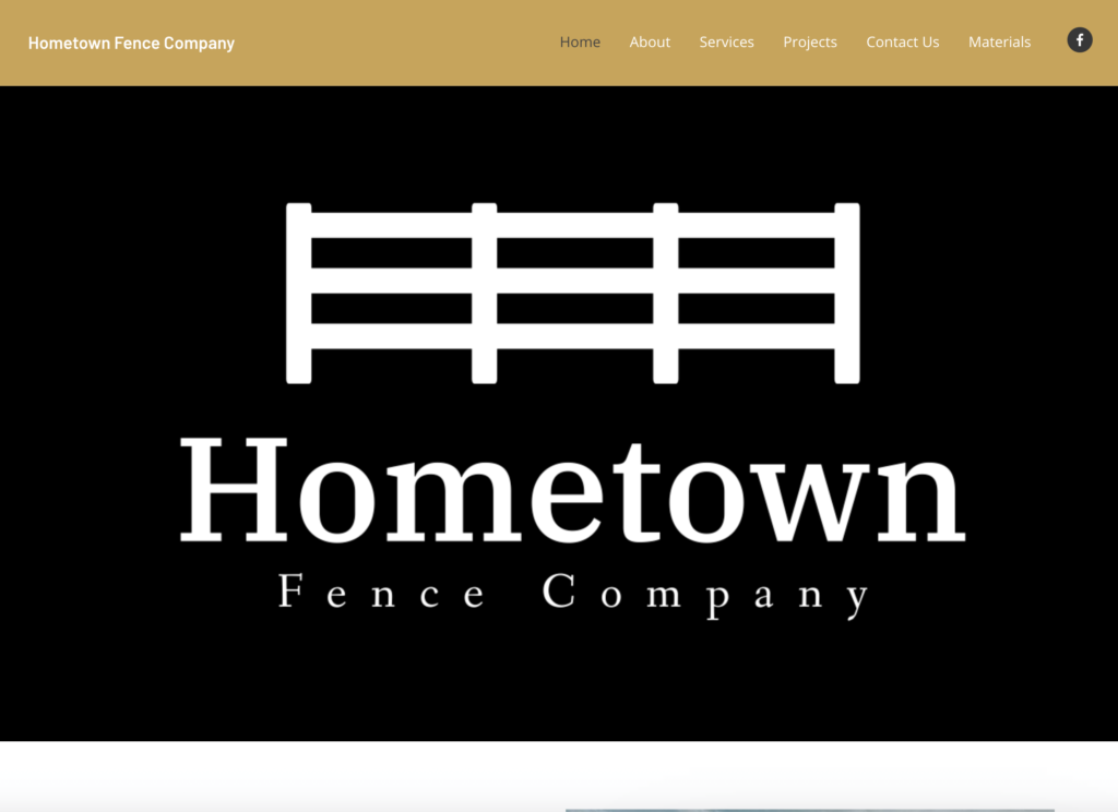 screen shot of Hometown Fence Company home page